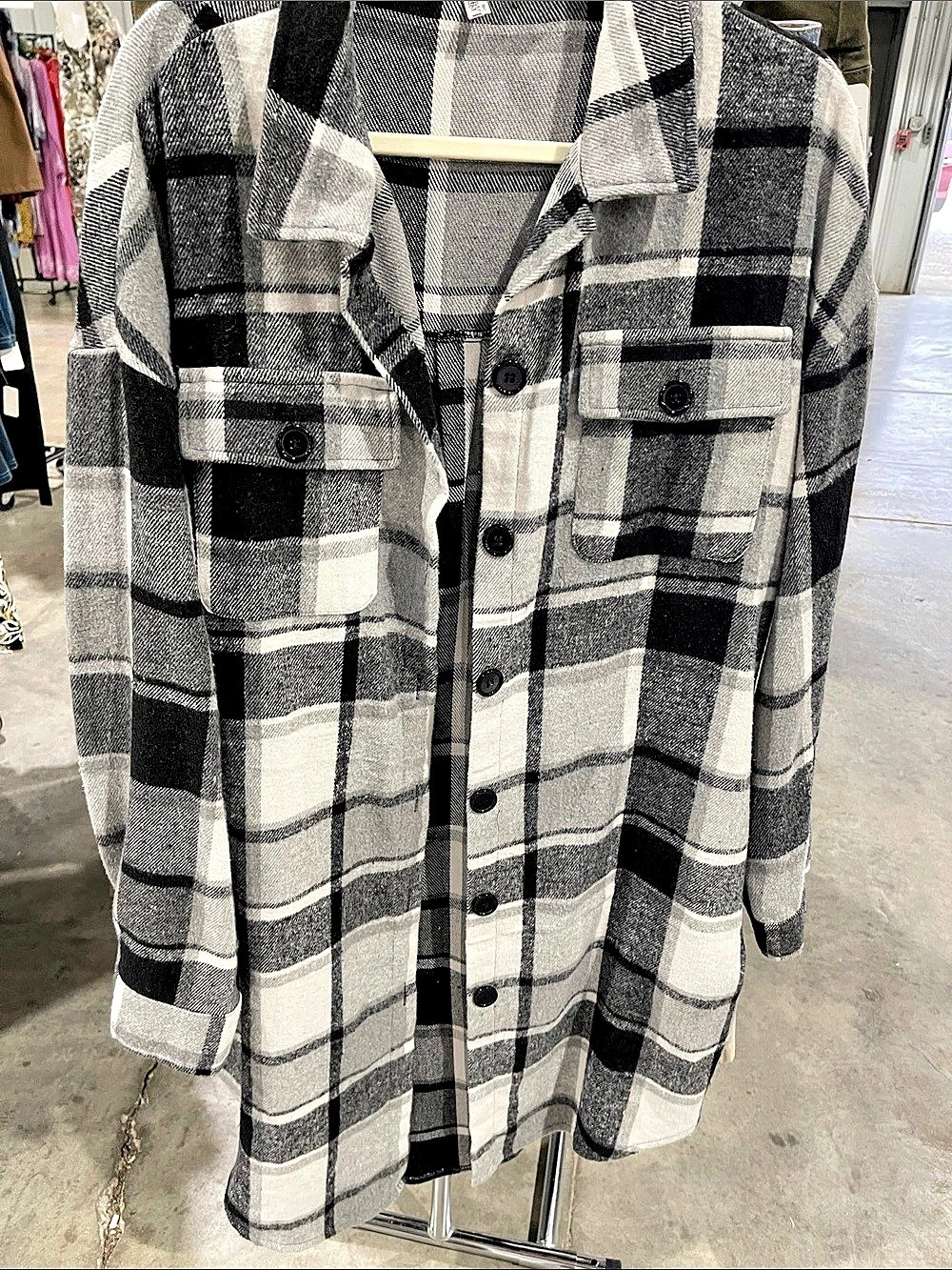 Plaid Flannel Shacket in Black & White Like New. Size 18w